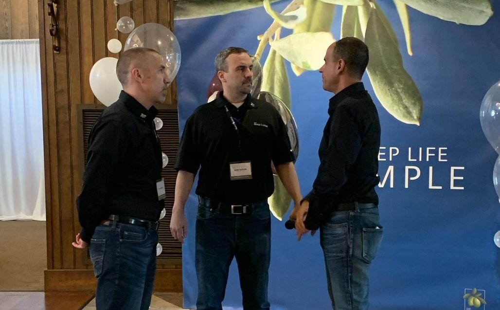 Ron Taylor with Marcus Lemonis at a Simple Greek event